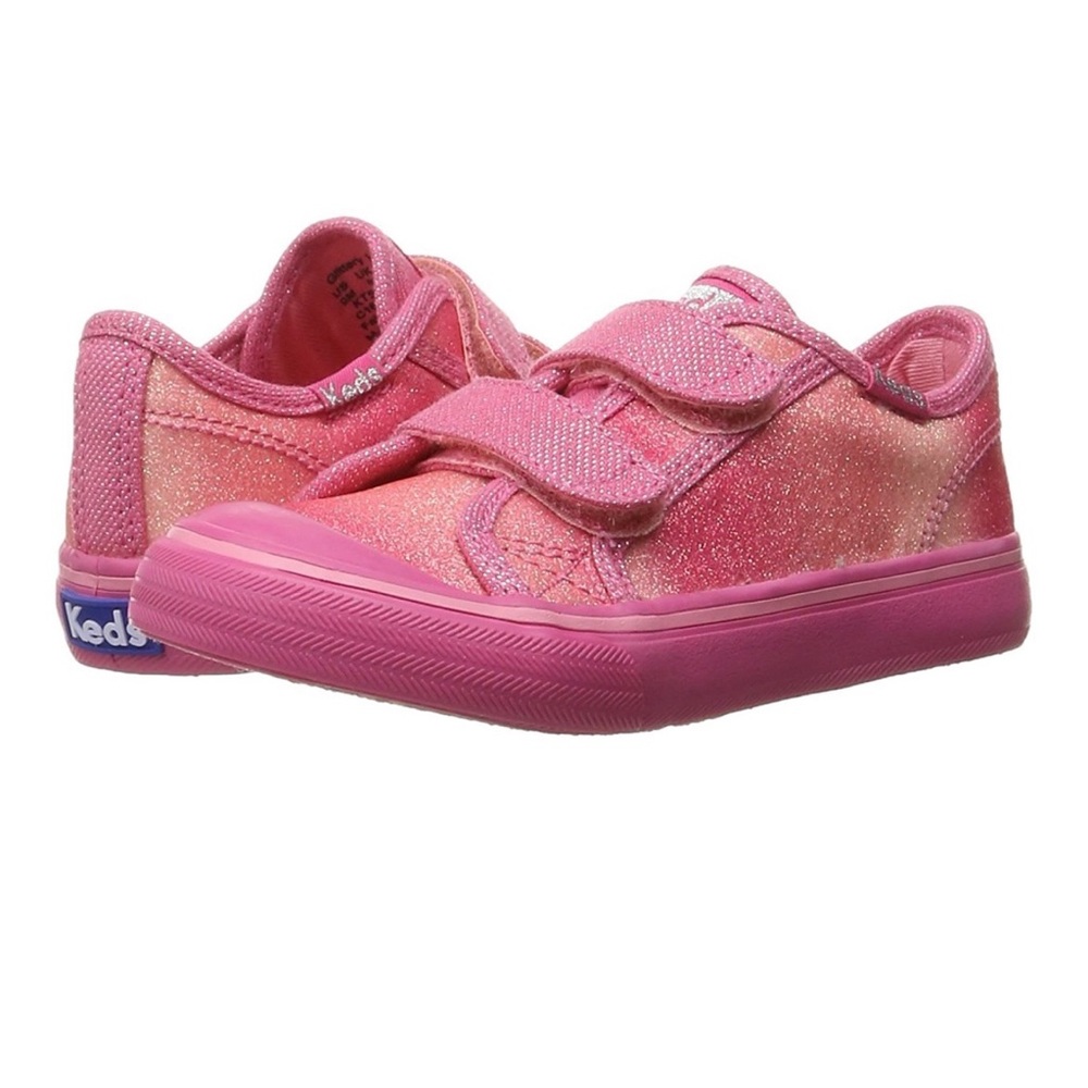 Keds Glittery Hook & Loop Sneaker, Toddler/Little Kid, Pink, Sz 6.5M